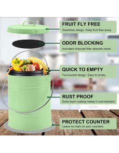 Contenedor de Compost LALASTAR 3.8L Verde Sin Olores 2