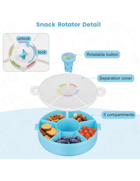 Contenedor Rotatorio de Snacks Pawtong 5 Compartimentos Azul Contenedor Rotatorio de Snacks Pawtong 5 Compartimentos Azul