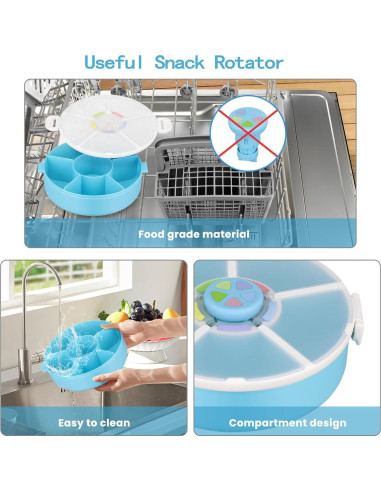 Contenedor Rotatorio de Snacks Pawtong 5 Compartimentos Azul