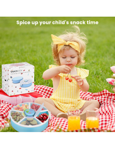 Contenedor Rotatorio de Snacks Pawtong 5 Compartimentos Azul