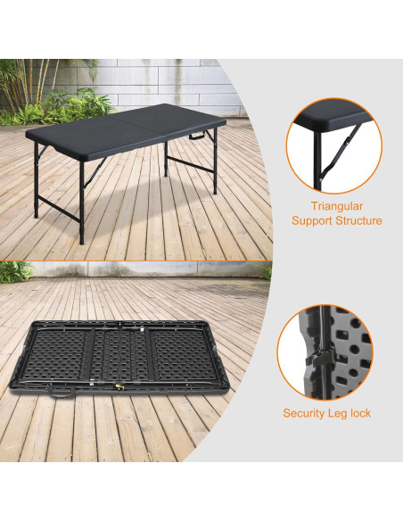 Mesa Plegable SculPong 1.22 m Negra para Interior y Exterior