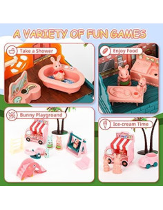 Conjunto de Juego de Conejos SweetAce - Casa Plegable 32 Piezas 2
