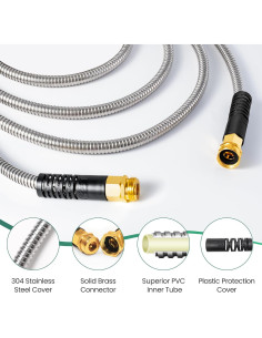 Manguera de Jardín Cesun 3.05 m Acero Inoxidable con Conectores 2