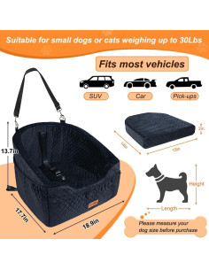 Asiento de Coche para Perros Vivifying Negro 48x45x35cm hasta 13.6kg 2