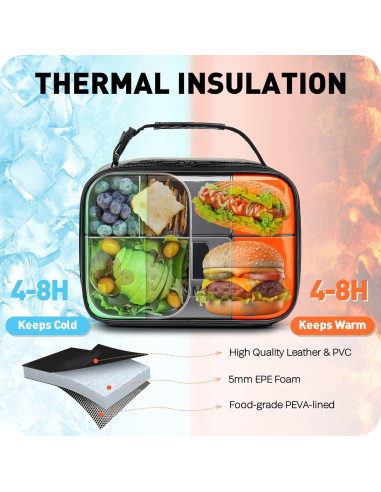 Caja de Almuerzo Aislada Hairao para Niños Verde Naranja 4.2L