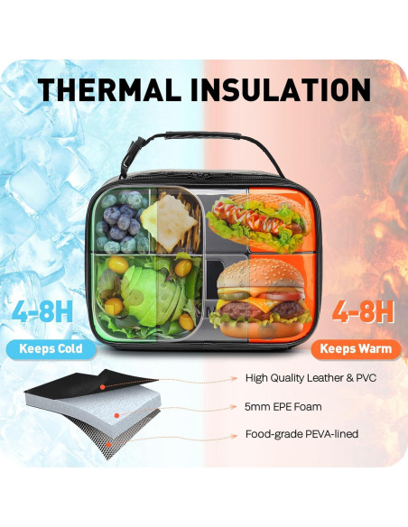 Caja de Almuerzo Aislada Hairao para Niños Verde Naranja 4.2L