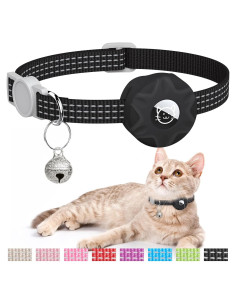 Collar para Gato Hoeraonr con AirTag, Ajustable 20-33 cm Negro