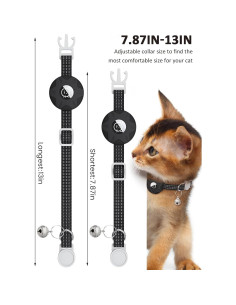 Collar para Gato Hoeraonr con AirTag, Ajustable 20-33 cm Negro 2