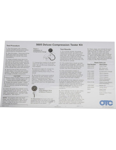 Kit de Compresión Deluxe OTC 5605 para Motores de Gasolina