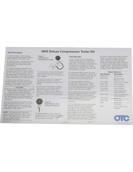 Kit de Compresión Deluxe OTC 5605 para Motores de Gasolina