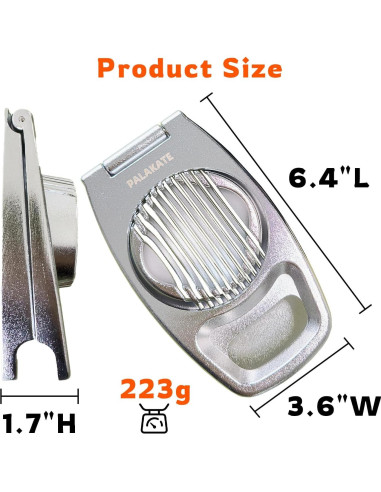 Cortador de Huevos Duros PALAKATE de Aluminio Plata 16.26 cm