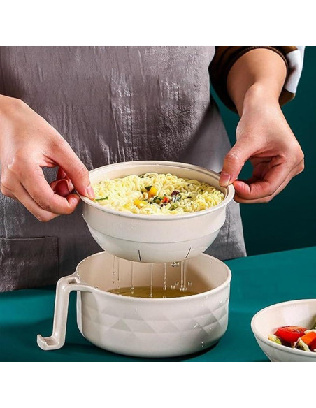 Juego de 6 Tazones de Ramen Genérico para Microondas Beige