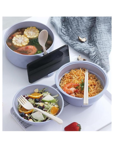 Juego de 6 Tazones de Ramen Genérico para Microondas Beige