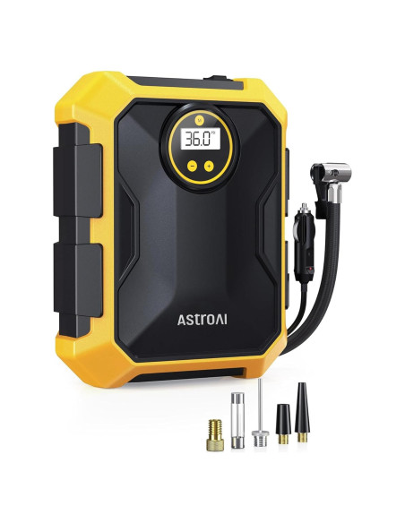 Compresor de Aire Portátil AstroAI 12V 100PSI con Luz LED