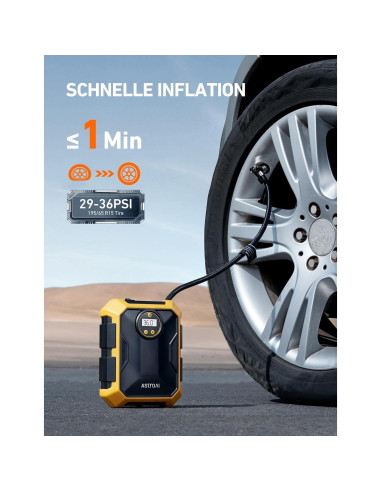 Compresor de Aire Portátil AstroAI 12V 100PSI con Luz LED