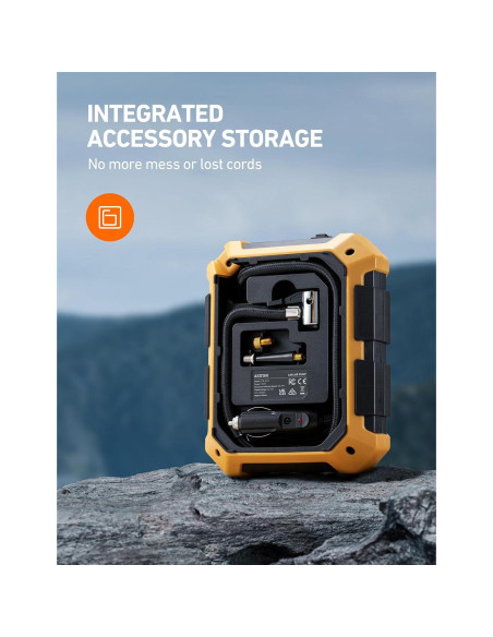 Compresor de Aire Portátil AstroAI 12V 100PSI con Luz LED