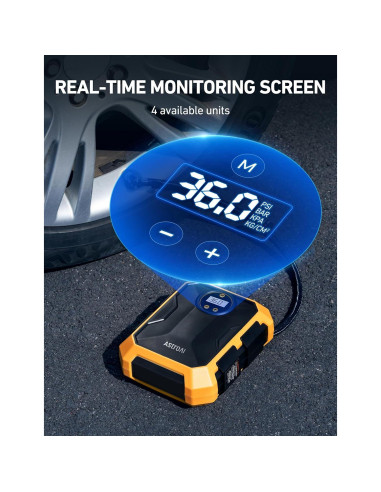 Compresor de Aire Portátil AstroAI 12V 100PSI con Luz LED