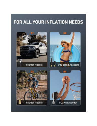 Compresor de Aire Portátil AstroAI 12V 100PSI con Luz LED