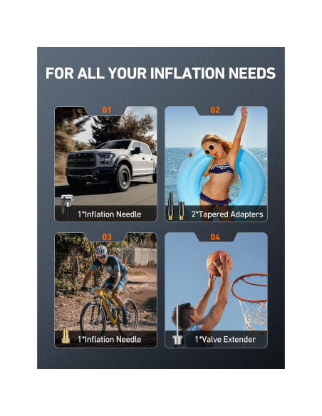 Compresor de Aire Portátil AstroAI 12V 100PSI con Luz LED