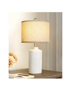 Lámpara de Mesa Cerámica Blanca JUNNAI 62.23 cm Regulable 3 Vías