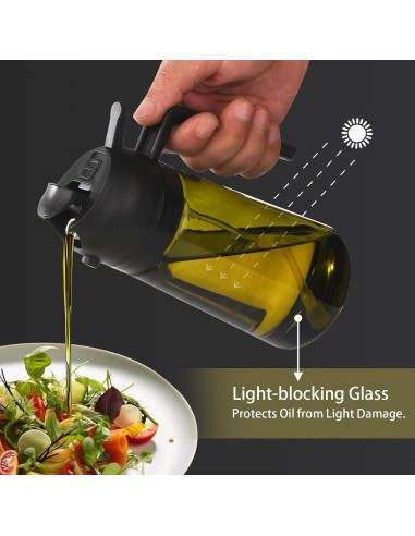 Dispensador de Aceite de Oliva XinHerun 470ml 2 en 1 Negro