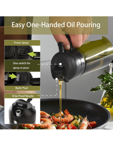 Dispensador de Aceite de Oliva XinHerun 470ml 2 en 1 Negro