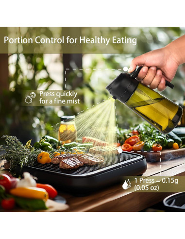 Dispensador de Aceite de Oliva XinHerun 470ml 2 en 1 Negro