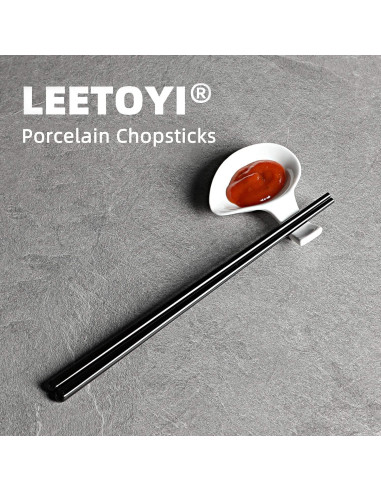 Juego de Palillos de Cerámica LEETOYI 5 Piezas 24.4 cm Negro
