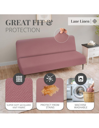 Funda de Futón LANE LINEN Rosa Ceniza - Estirable y Lavable