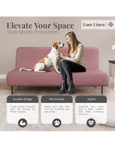 Funda de Futón LANE LINEN Rosa Ceniza - Estirable y Lavable