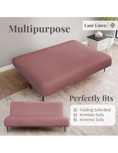 Funda de Futón LANE LINEN Rosa Ceniza - Estirable y Lavable