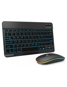 Combo Teclado y Ratón Bluetooth Retroiluminado Harburfine Negro