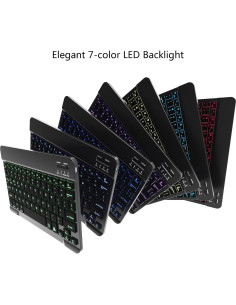 Combo Teclado y Ratón Bluetooth Retroiluminado Harburfine Negro 2