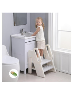 Taburete Plegable para Niños Hoopyosms Ajustable Gris