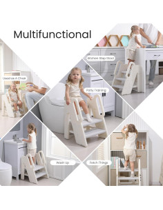 Taburete Plegable para Niños Hoopyosms Ajustable Gris 2