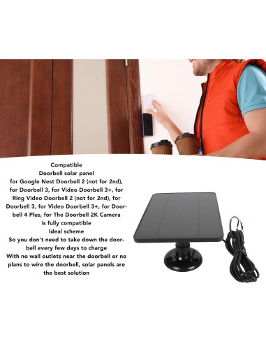 Cargador Solar 10W Zunate para Timbre Google Nest y Video