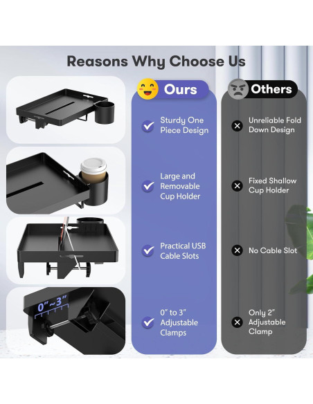 Estante de Cama AUZONIMICS HDTP01-BK Negro con Soporte para Vaso