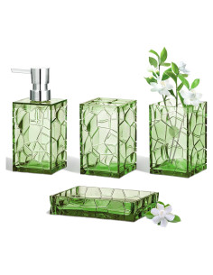 Juego de Accesorios de Baño HBlife Acrílico Verde Salvia 4 Piezas