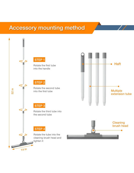 Raspador de Piso YANGMUM 14" Goma Mango Extensible 52"