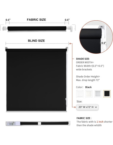 Persiana enrollable Homebox 50.8x182.9 cm Blackout Negro