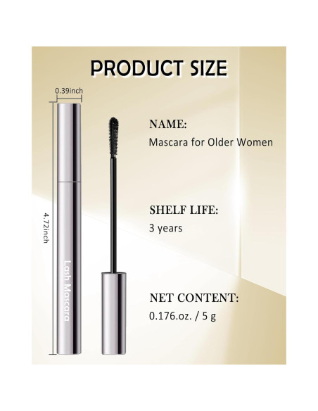 Máscara de Pestañas Hipoalergénica Lestpola Negra 12H para Mujeres Mayores Máscara de Pestañas Hipoalergénica Lestpola Negra 12H para Mujeres Mayores