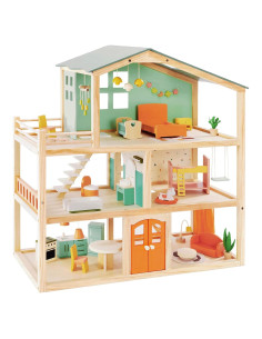 Casa de Muñecas de Madera Giant Bean 3 Pisos 32 Accesorios