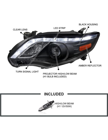 Faros Proyector Negros Spec-D Tuning para Toyota Corolla 2011-2013