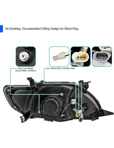 Faros Proyector Negros Spec-D Tuning para Toyota Corolla 2011-2013