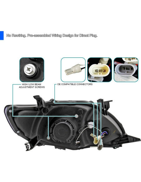Faros Proyector Negros Spec-D Tuning para Toyota Corolla 2011-2013