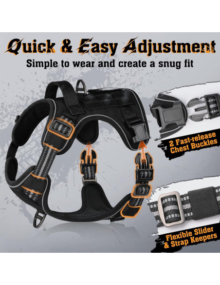 Arnés para Perros Rabbitgoo Táctico Ajustable Negro S