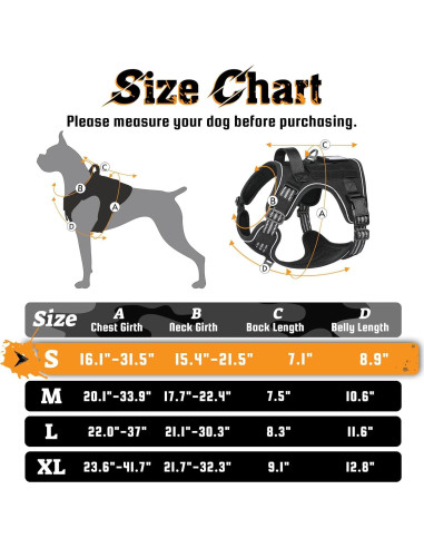 Arnés para Perros Rabbitgoo Táctico Ajustable Negro S