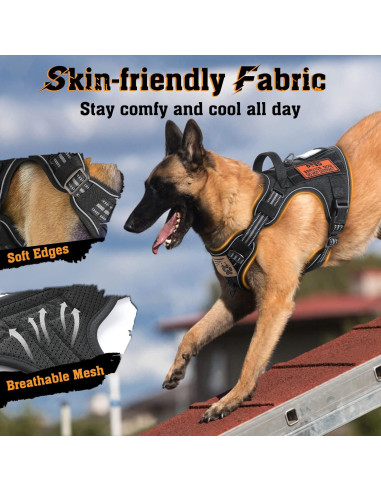 Arnés para Perros Rabbitgoo Táctico Ajustable Negro S