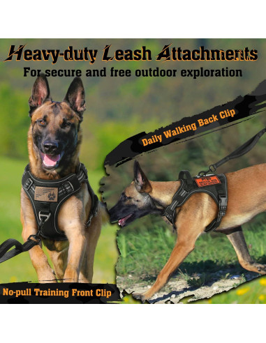 Arnés para Perros Rabbitgoo Táctico Ajustable Negro S