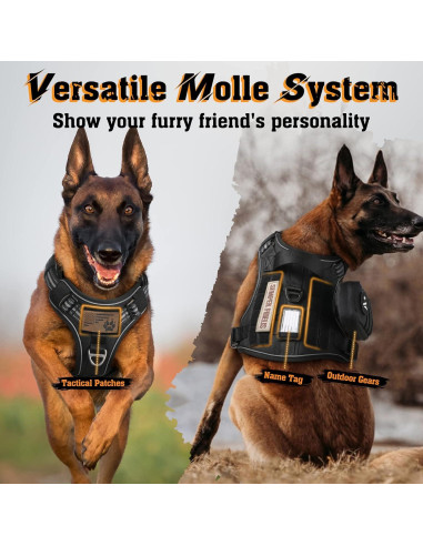 Arnés para Perros Rabbitgoo Táctico Ajustable Negro S